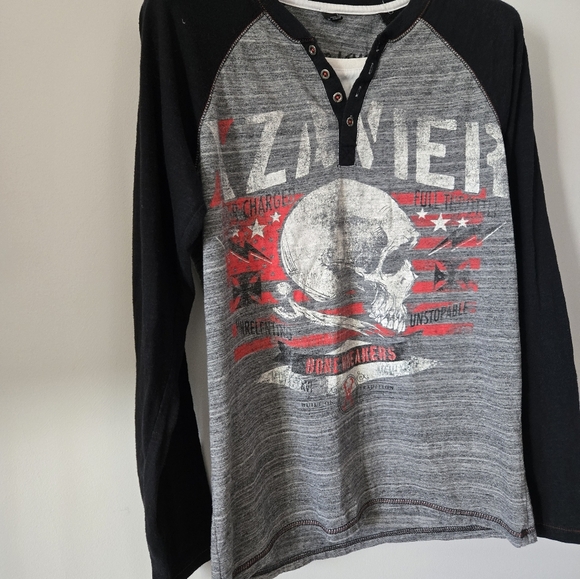 XZAVIER Y2K LTD Edition Skull Longsleeve Henley. Size Medium - Picture 2 of 10